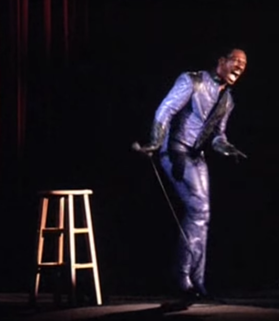 Screenshot of Eddie Murphy in Eddie Murphy Raw. Dir. Robert Townsend, 1987